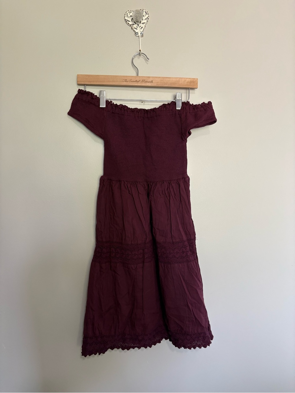 Off-Shoulder Burgundy Dress
